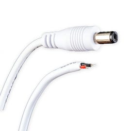 Male Barrel Connector - White - 22AWG - 8in
